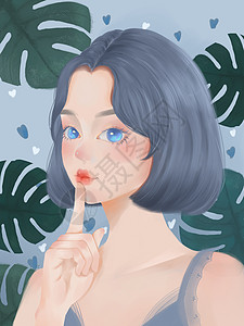 女生节花语少女之龟背叶插画