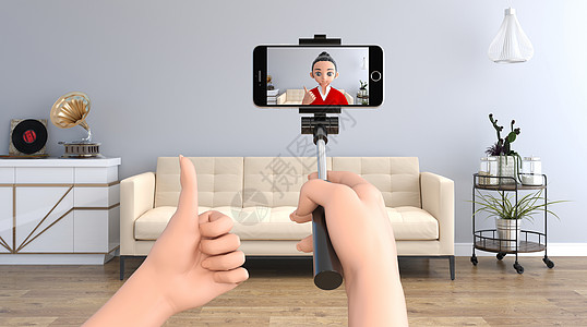 手机视频3D手机直播场景设计图片