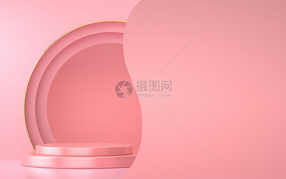 粉色小清新电商展台图片