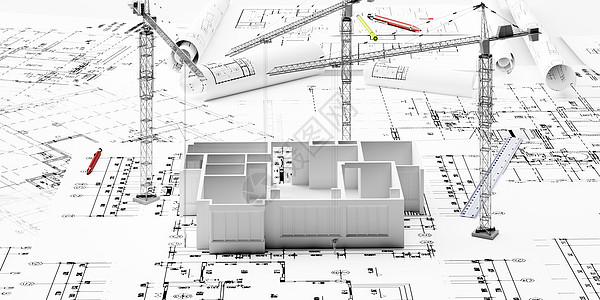 高楼建设建筑施工模型设计图片