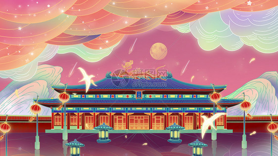故宫太和殿中国风建筑插画图片