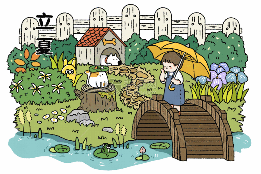 摄图网></p></a>gif动图>插画动图>立夏花园gif.
