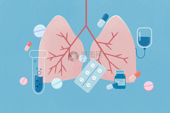 身体器官肺部扁平风医疗插画图片