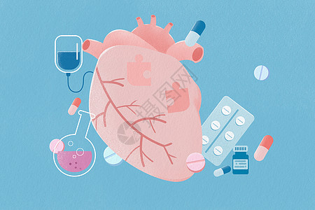 身体器官心脏扁平风医疗插画图片