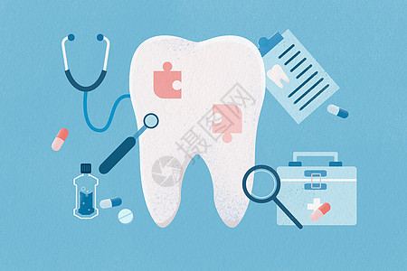 身体器官牙科扁平风医疗插画高清图片