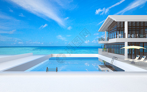 户外游泳池酒店海景房设计图片