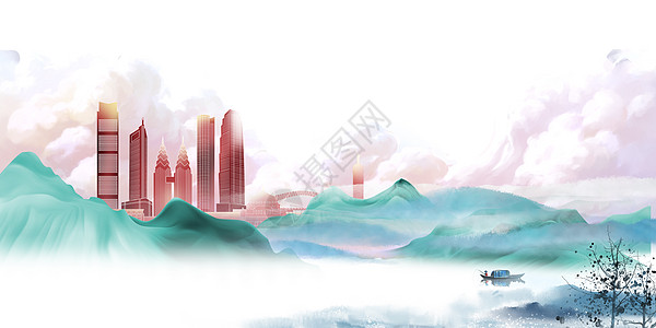 住宅区中国风房地产海报设计图片