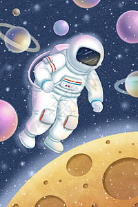翱翔太空的宇航员背景图片
