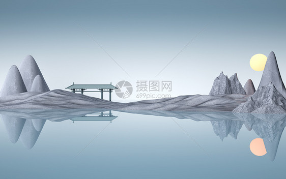 新中式3D场景图片