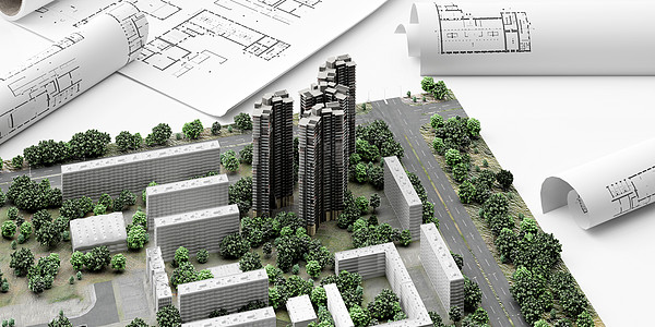 道路绿化建筑施工模型设计图片