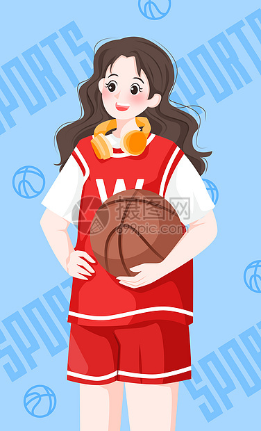 篮球女孩插画图片