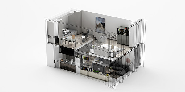 3D户型图建模户型高清图片