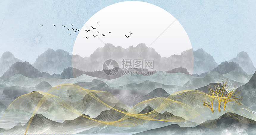 中国风抽象山水图片