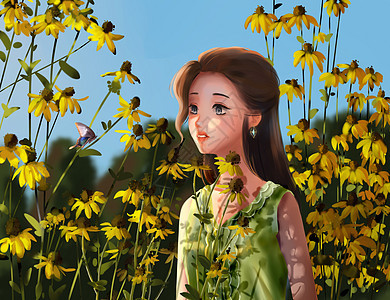 花丛中的女孩图片