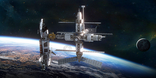 3D宇宙空间站场景背景图片