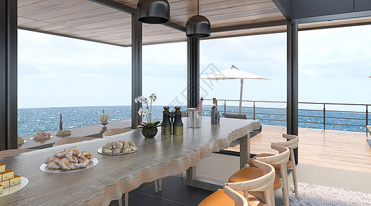 餐桌户外酒店海景房设计图片