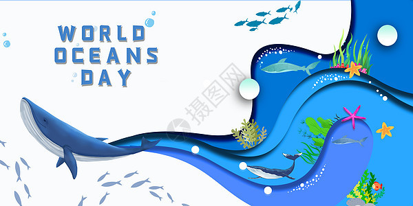 世界海洋日背景图片