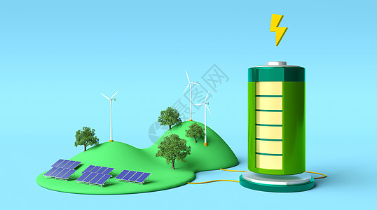 绿色电池绿色能源场景设计图片