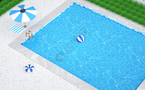 太阳伞泳池俯视图设计图片