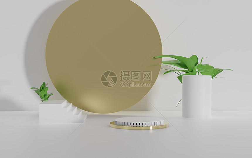 金属质感几何展台图片