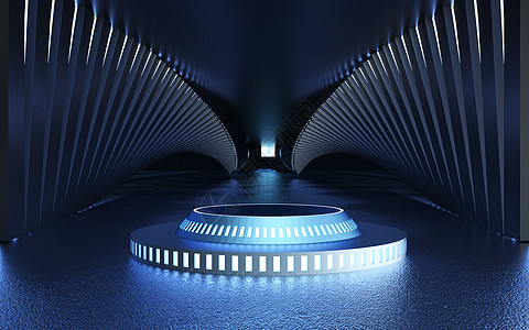 电商蓝色科技背景科技风展台设计图片