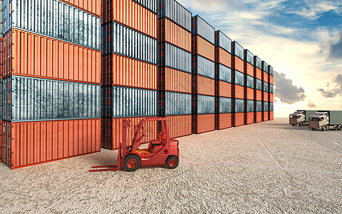 红色箱子货运集装箱设计图片