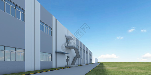 工业区厂房3D仓库场景设计图片