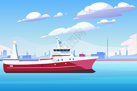 世界航海日轮船矢量插画图片