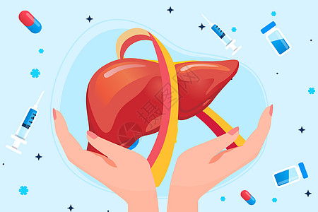 世界肝炎日保护肝脏矢量插画图片