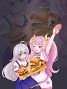 二次元女生快餐美食汉堡图片
