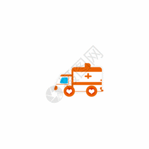 医疗设计图标橙色医疗救护车动效图标高清图片