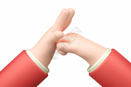 双手抱拳手卡通手势模型3DGIF图片