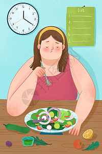 减肥女孩吃减脂餐背景图片