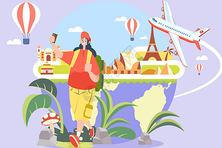世界旅游日矢量插画图片