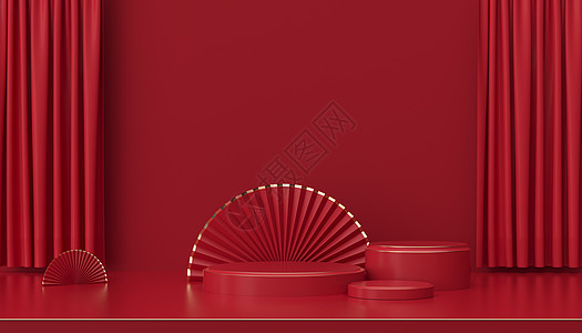 古典红色红色喜庆中式展台设计图片