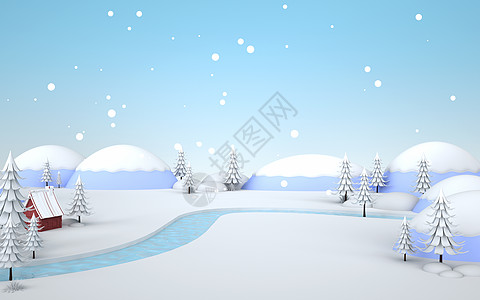 雪地里的小画家3d冬天场景设计图片