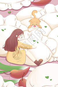 立冬节气饺子插画图片