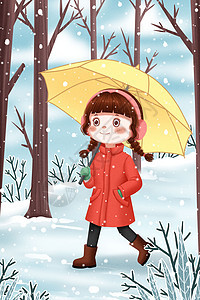 冬天雪地里的小女孩图片