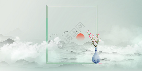 中式花瓶中式背景设计图片