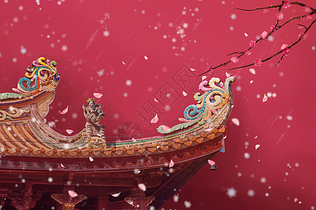 中式冬天背景图片
