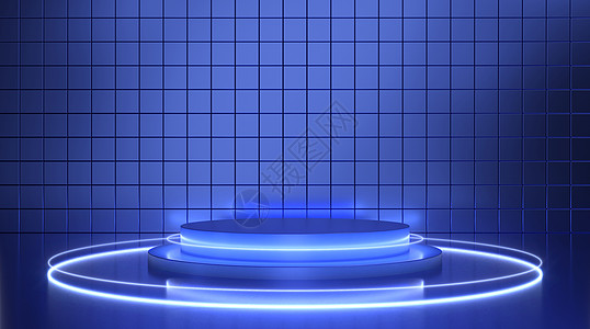 蓝色舞台科技感几何电商背景设计图片