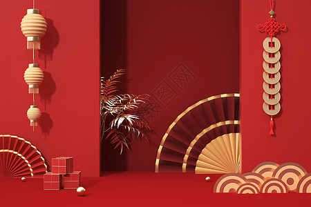 喜庆主图中式新年电商背景设计图片