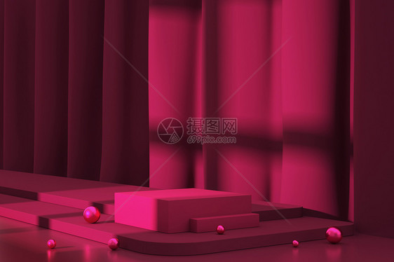 粉色光影电商展台图片