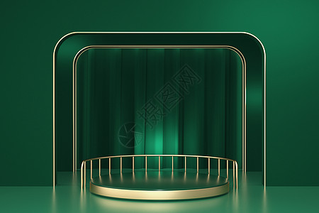 绿色光影展示台背景图片
