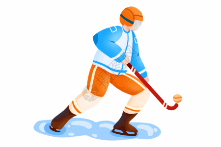蓝色制服冬季运动会冰球比赛运动员GIF高清图片