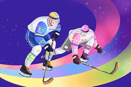 2022北京冬季运动会冰球项目卡通插画图片