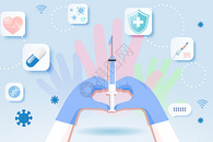 国际罕见病日医生手持注射器矢量插画图片