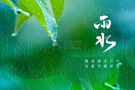 绿色简约雨水背景图片