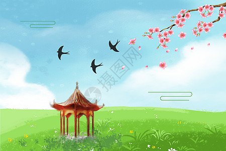 清新手绘春天背景图片