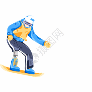 运动会手举牌冬季残疾运动会单板滑雪GIF高清图片